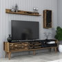 Hanah Home Unidad de TV Valensiya Nogal, Negro y Mármol